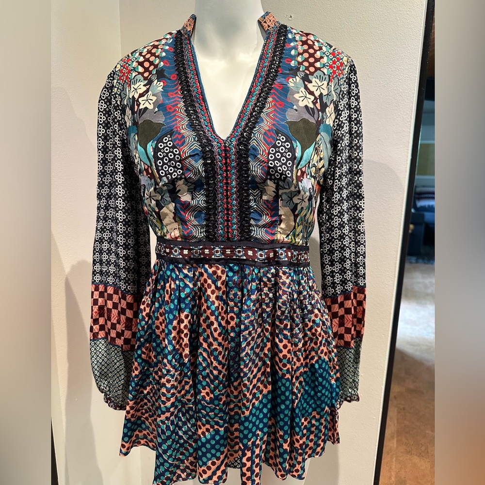 Anthropologie x Bhanuni by Jyoti Ronika Babydoll Blouse Tunic  Size Small EUC